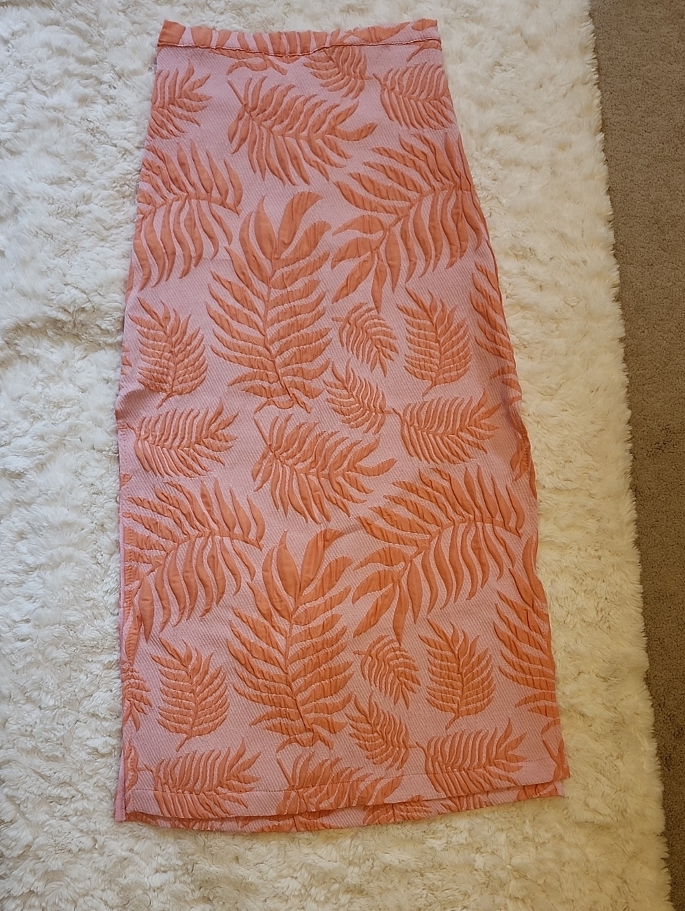 Women's Pink Leaf-Print Skirt